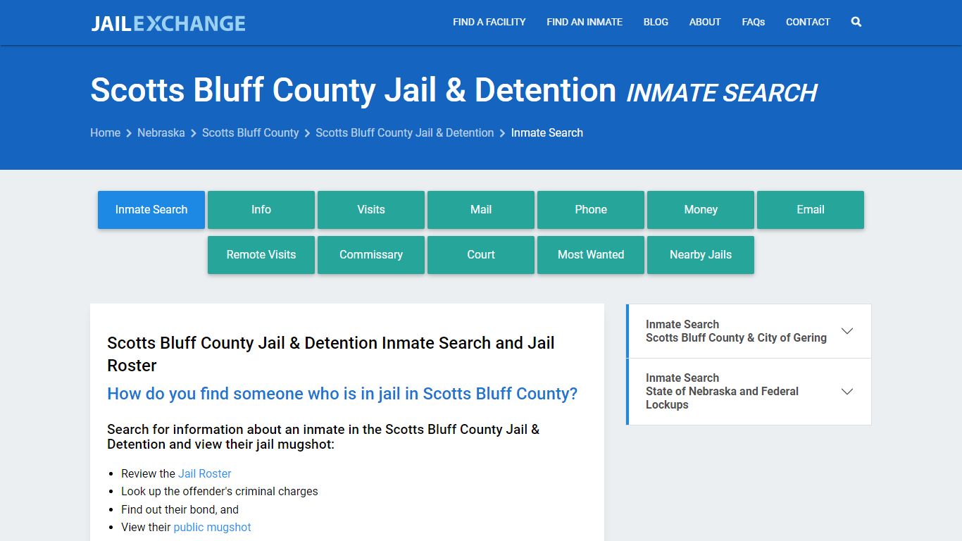 Scotts Bluff County Jail & Detention Inmate Search
